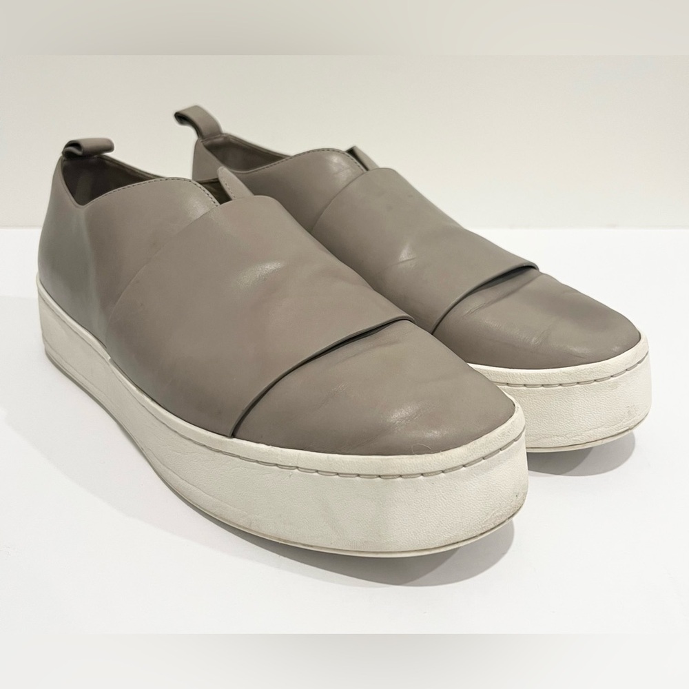 Vince Wallace Platform Slip On Leather Sneakers Shoes Grey Women’s Size 9.5